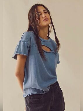 Free People Cut Out Tee In white color